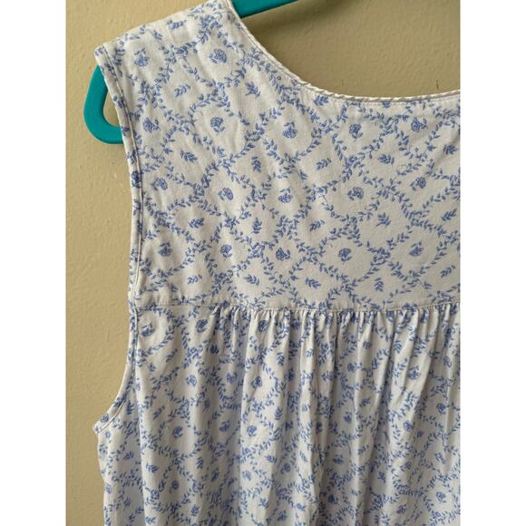 Eileen West Blue & White Floral Cotton Nightgown Size 3X - Picture 5 of 10